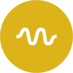 Yellow circle with a white sound wave symbol representing sound healing, vibration, and energy resonance. Graphic element used in holistic wellness branding.